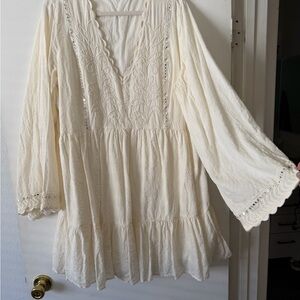 Hippie Bell Sleeves Tunic Dress with Embroidered Details